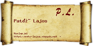 Pató Lajos névjegykártya